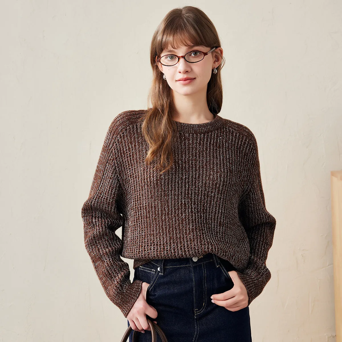 100% Wool Cozy Ribbed Knitted Sweater