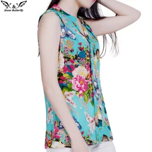 2017 high quality Summer style Kimono blouses top Plus size S-4XL cotton Printed Sleeveless Casual Women shirts blusas tops