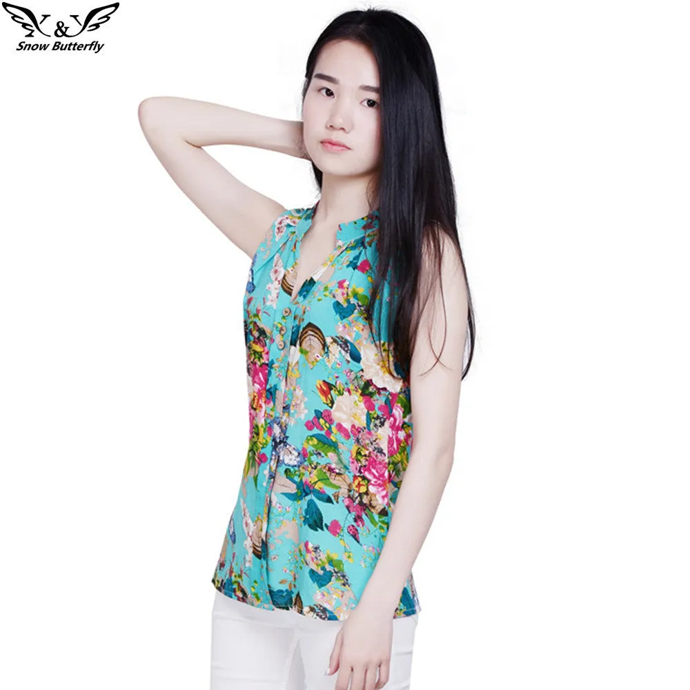 2017 high quality Summer style Kimono blouses top Plus size S-4XL cotton Printed Sleeveless Casual Women shirts blusas tops