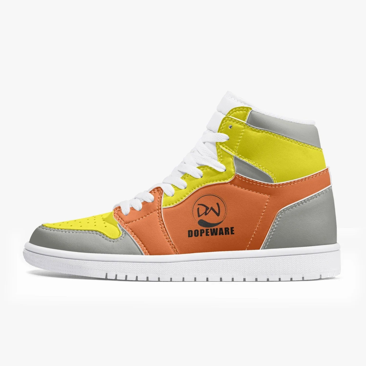 236. New High-Top Leather Sneakers - ORANGE AND Gray