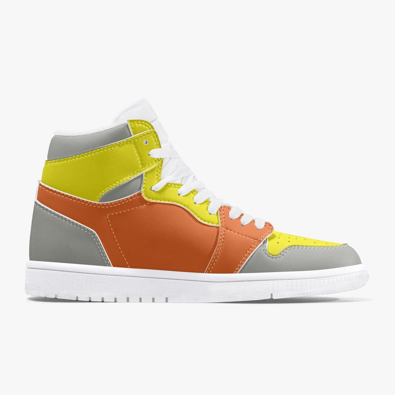 236. New High-Top Leather Sneakers - ORANGE AND Gray