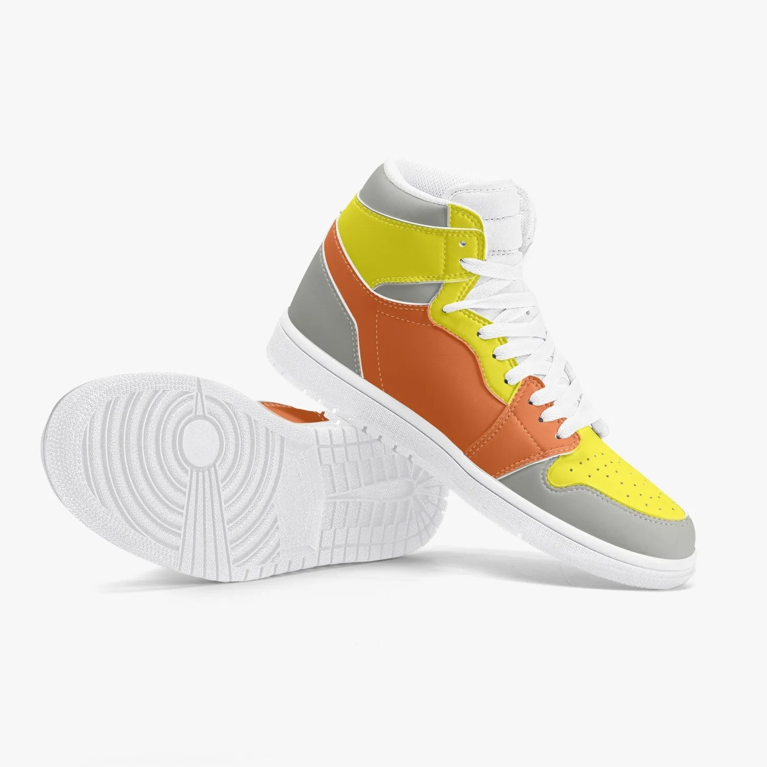 236. New High-Top Leather Sneakers - ORANGE AND Gray