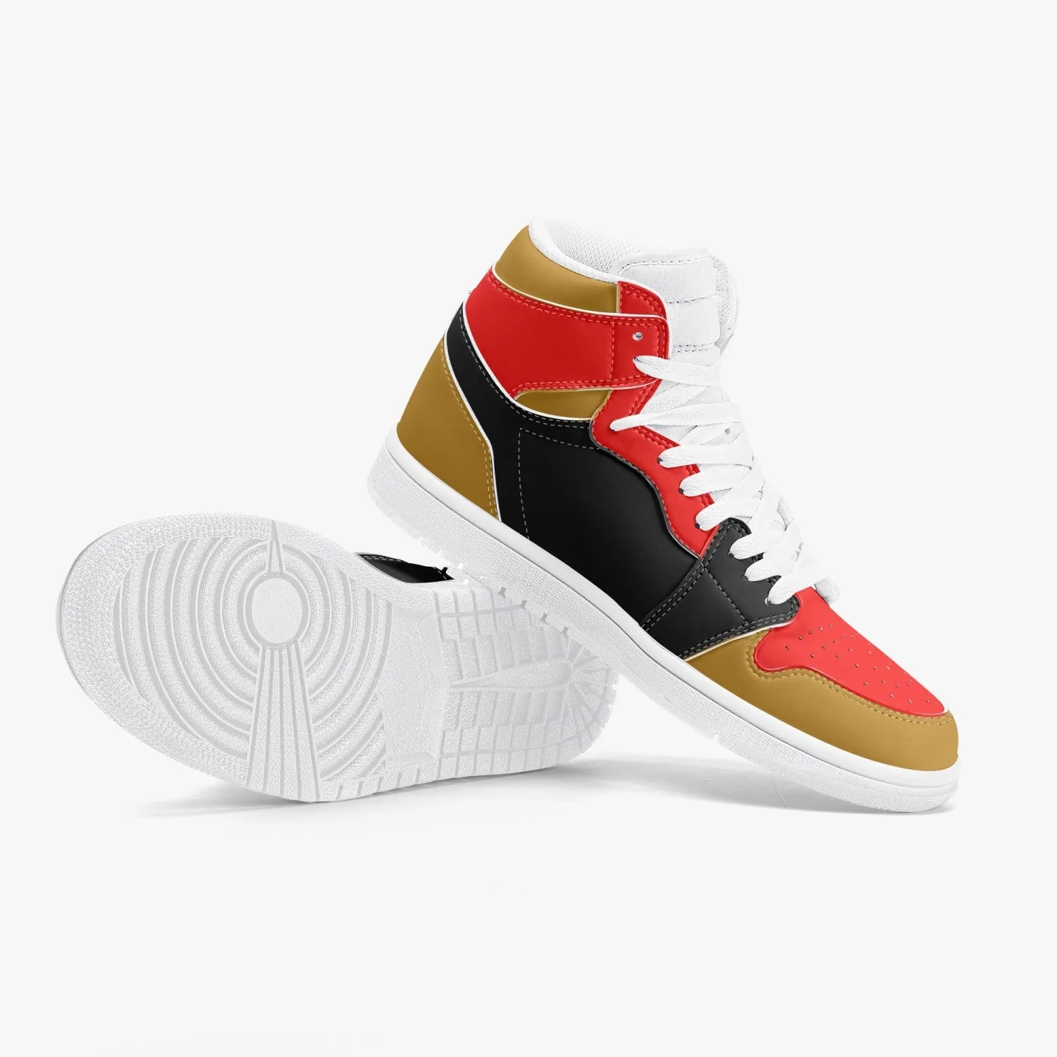 236. New High-Top Leather Sneakers - Red and Black