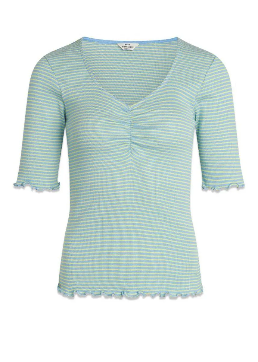 2x2 Cotton Stripe Tinna Tee - Della Robbia Blue/Sunny Lime