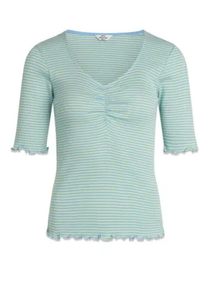 2x2 Cotton Stripe Tinna Tee - Della Robbia Blue/Sunny Lime