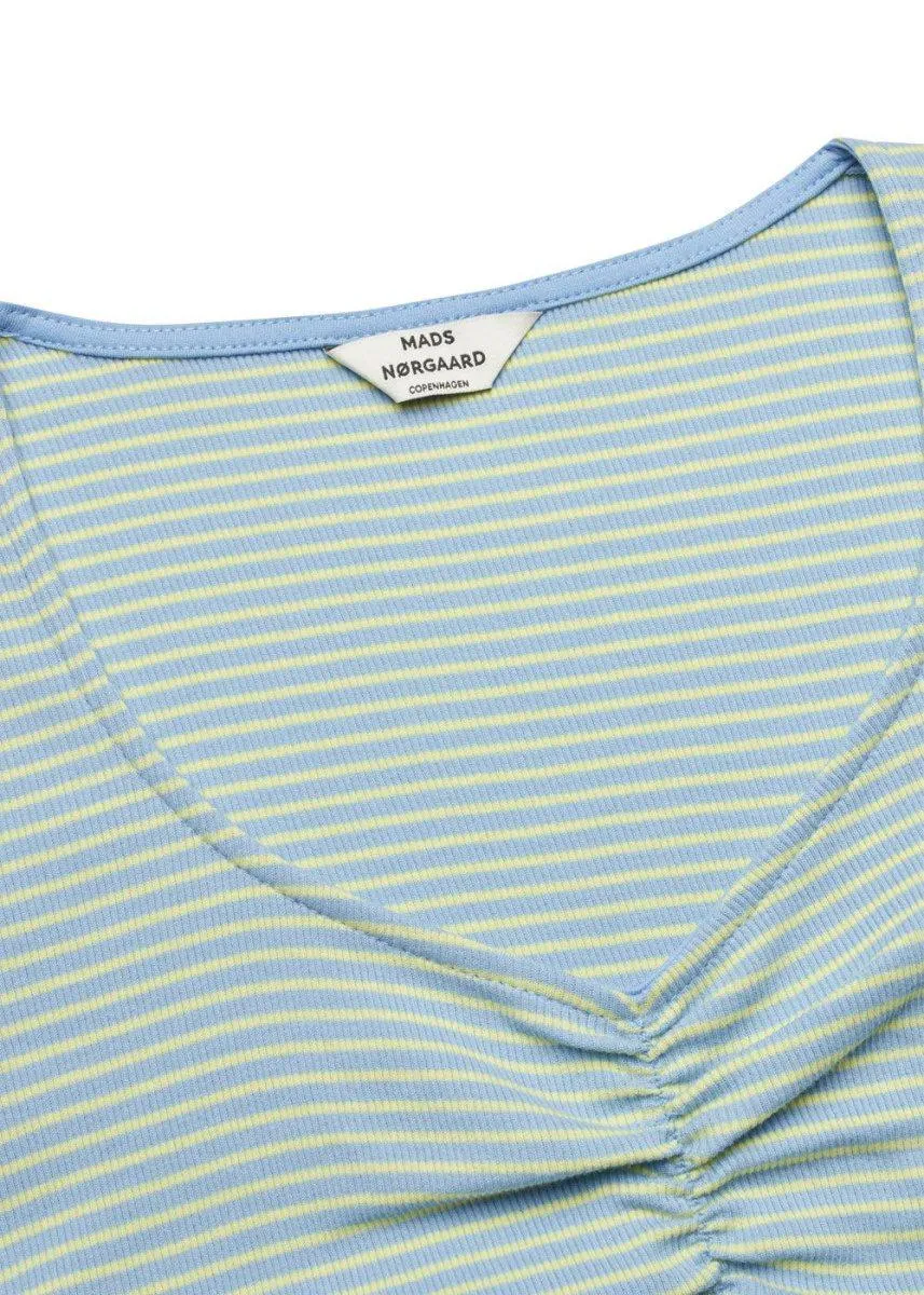 2x2 Cotton Stripe Tinna Tee - Della Robbia Blue/Sunny Lime