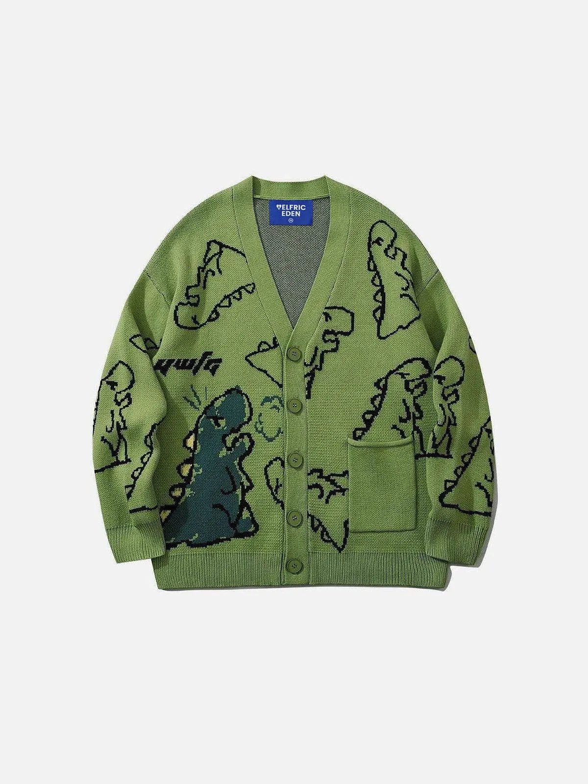 Aelfric Eden Dinosaur Cartoon Pattern Knit Cardigan