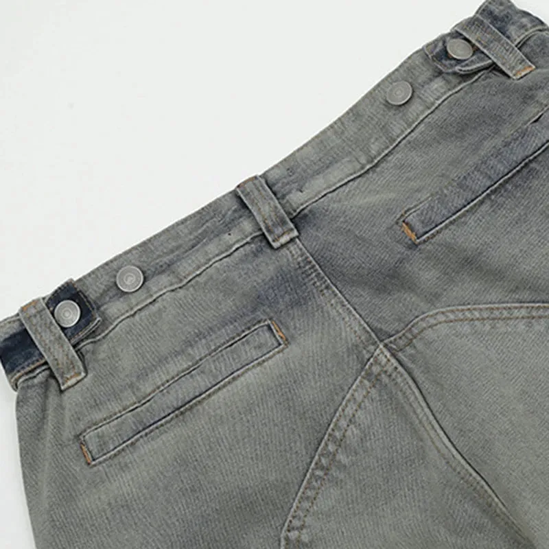 American Multi-pocket Overalls Washed To Make Old High Street Straight Wide Leg Cargo Pants Worn-out Autumn 28W3875