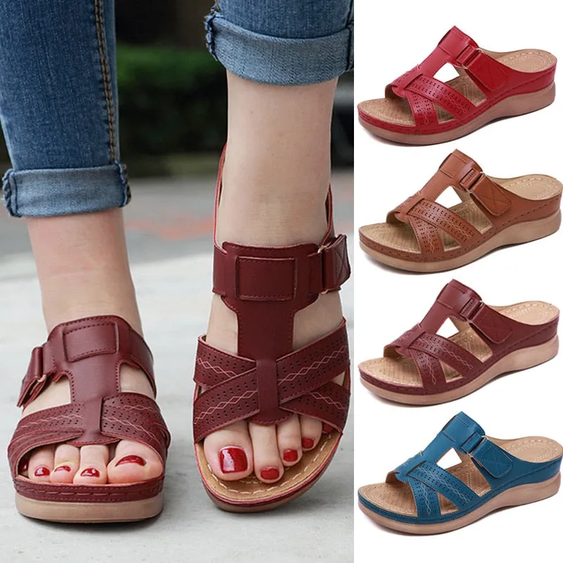 Amozae Premium Orthopedic Sandals Women Men Bunion Corrector Low Heels Walking Sandals Toe Corrector Cusion Open Toe Comfy Sandals