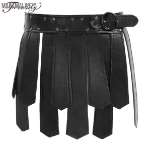 Ancient Greek Roman Gladiator Gothic Steampunk Belt Skirt Adult Men Halloween Carnival Party Cosplay Roman Solider Costume