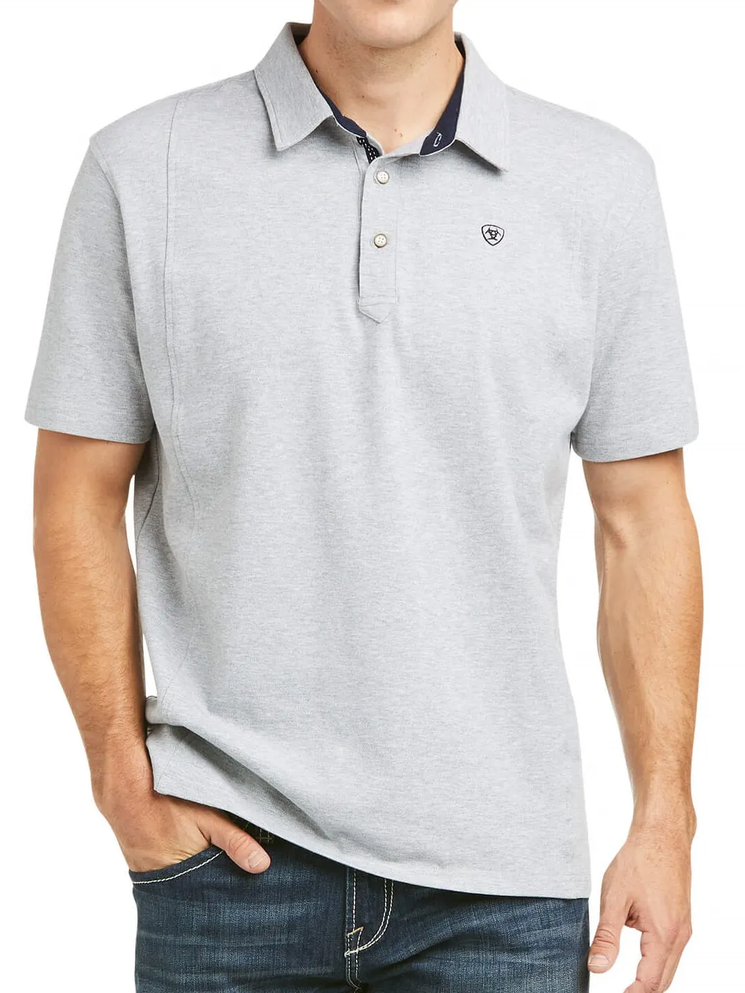 ARIAT Medal Polo Shirt - Men's - Heather Grey