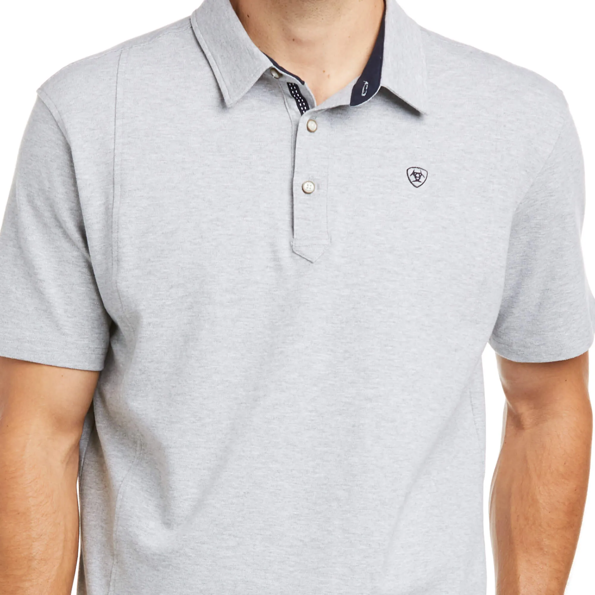 ARIAT Medal Polo Shirt - Men's - Heather Grey