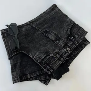 Asymmetrical Minimalist Shorts For Women High Waist Patchwork Button Casual Loose Shorts Skirts Female Summer