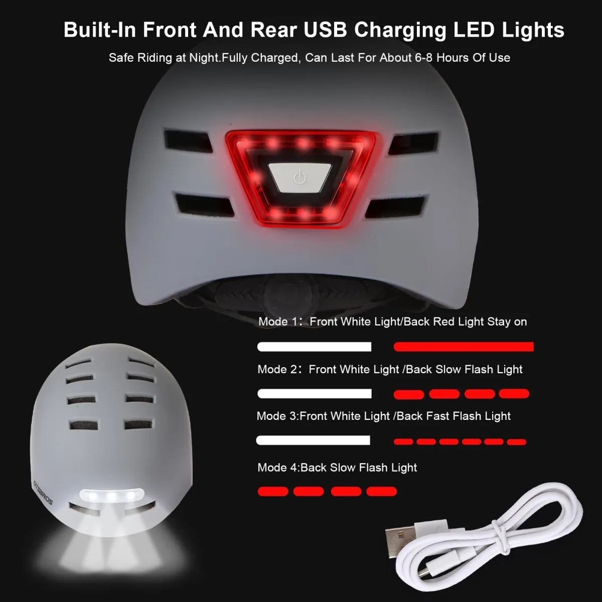 Bike Helmets for Adults - Front and Rear LED Lights - ROCKBROS