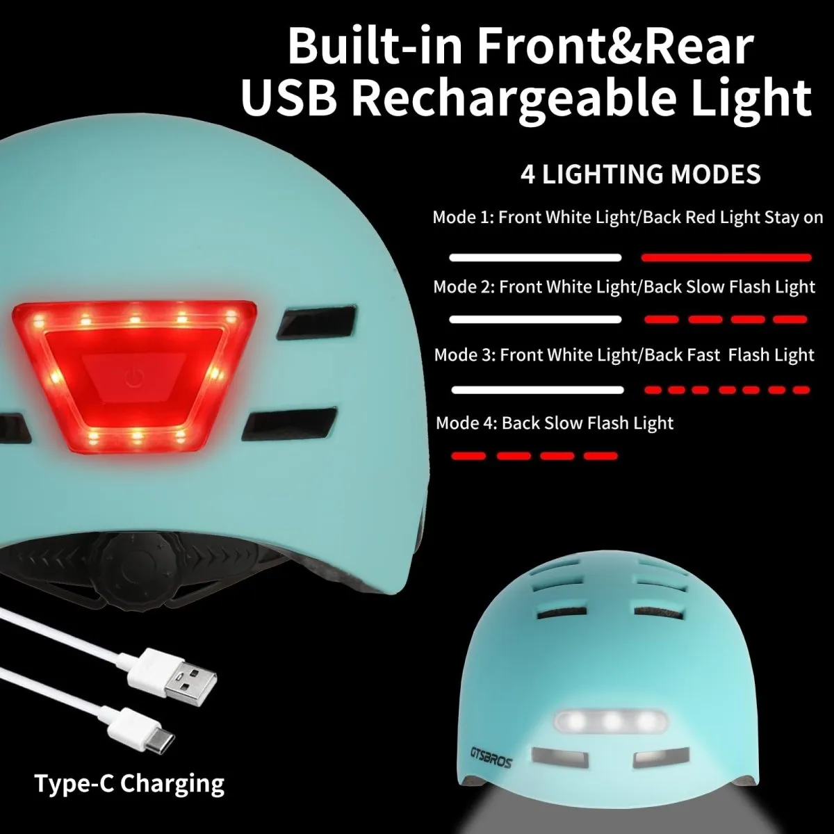 Bike Helmets for Adults - Front and Rear LED Lights - ROCKBROS