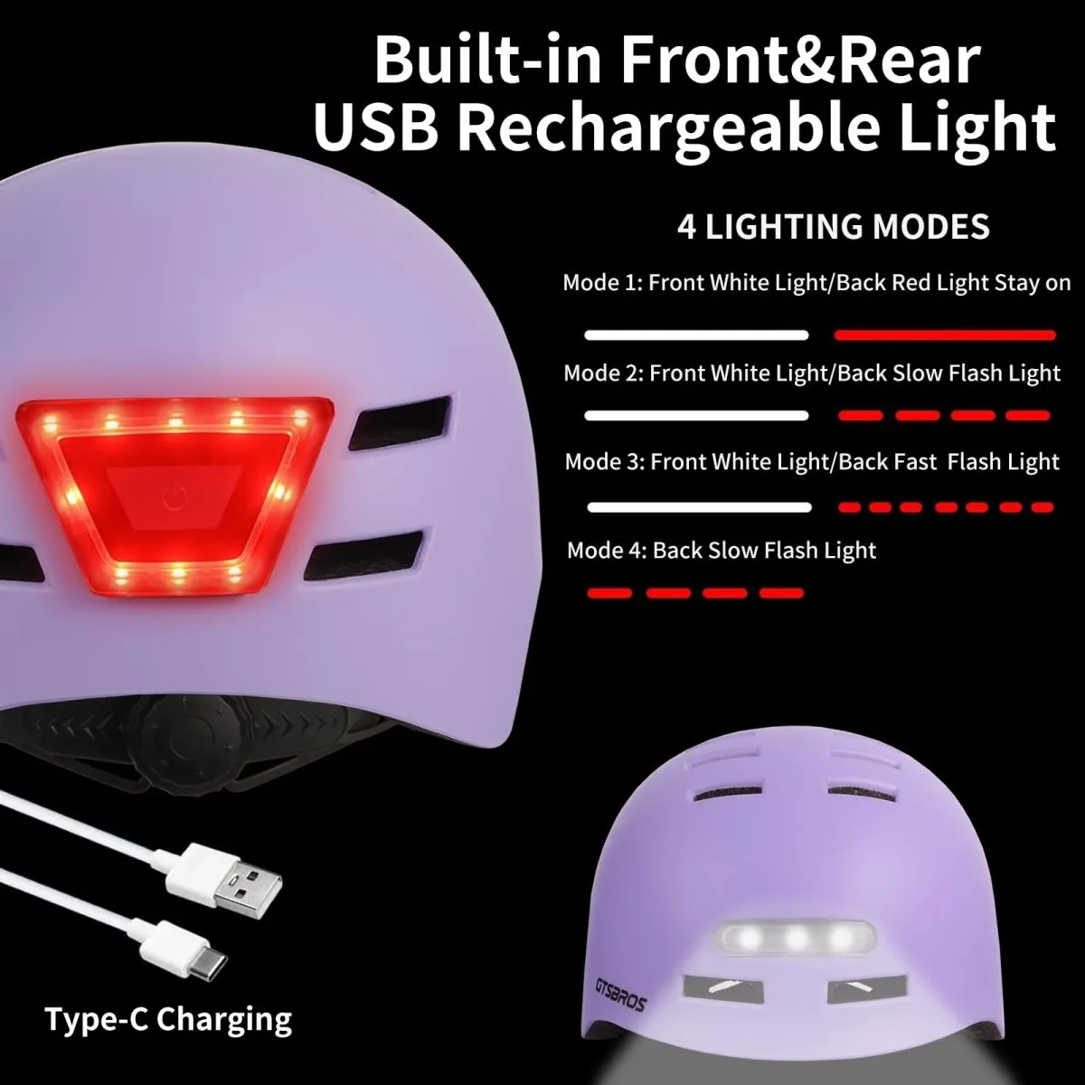 Bike Helmets for Adults - Front and Rear LED Lights - ROCKBROS