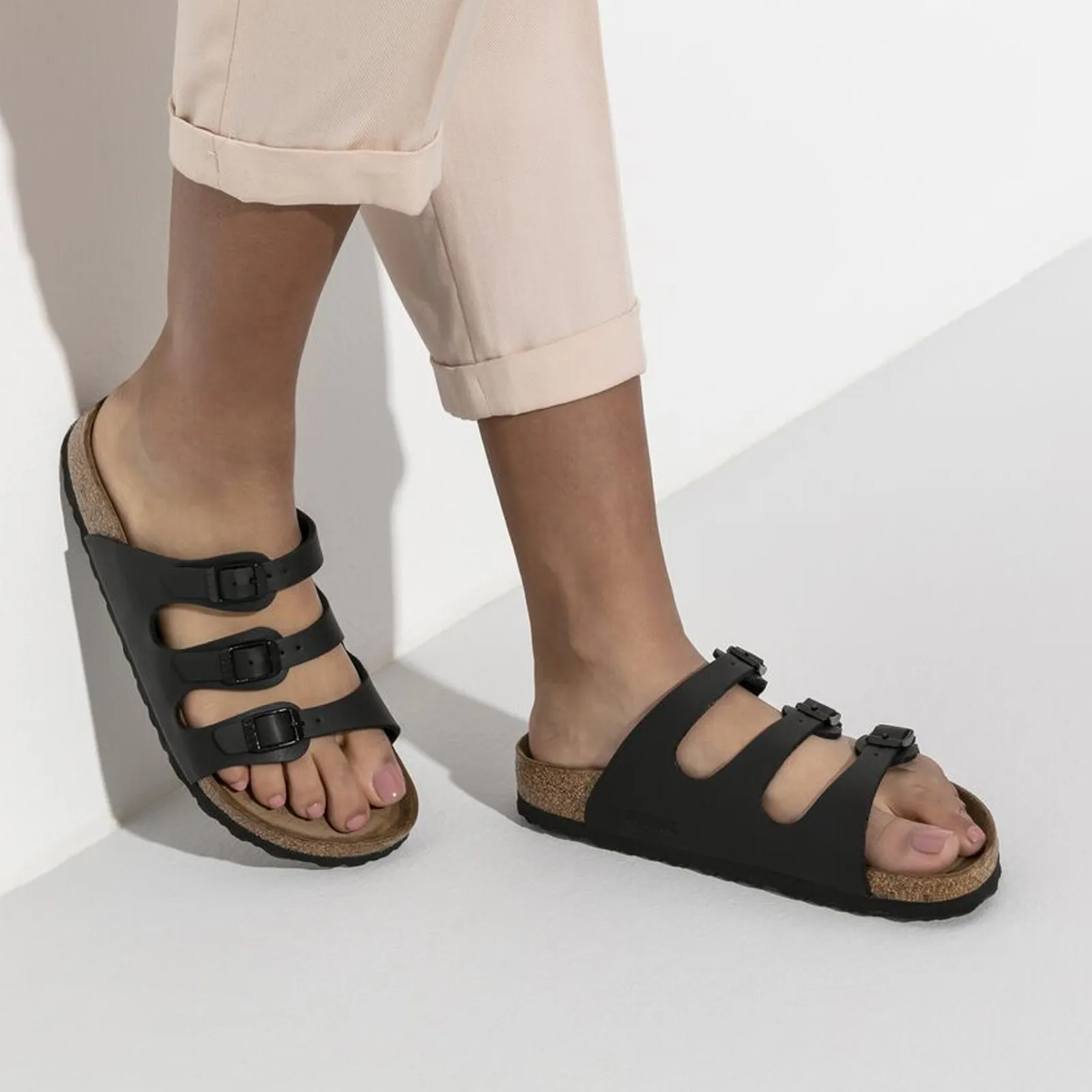 Birkenstock Florida Soft Footbed Slide Sandal (Women) - Black Birko-Flor