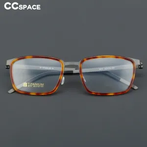 CCspace Unisex Full Rim Square Acetate Titanium Eyeglasses 55023