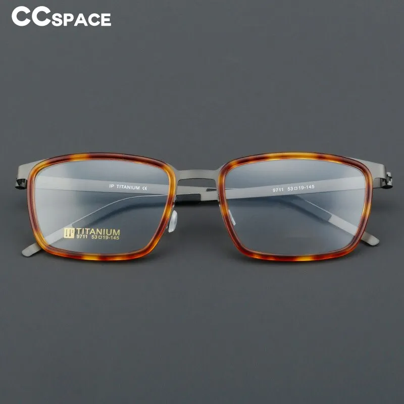 CCspace Unisex Full Rim Square Acetate Titanium Eyeglasses 55023