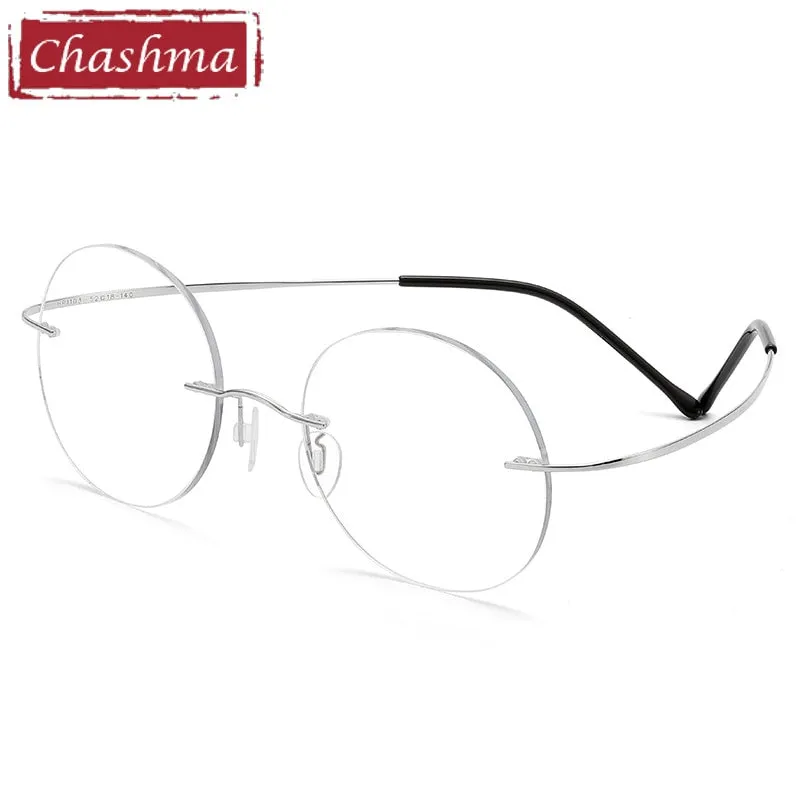 Chashma Unisex Rimless Round 2g Titanium Eyeglasses 6074