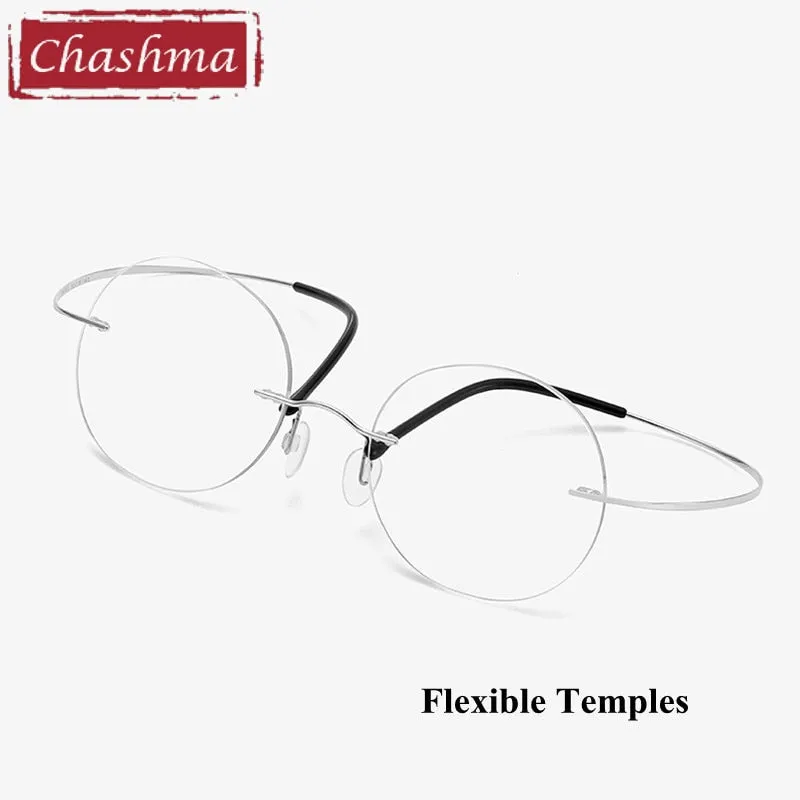 Chashma Unisex Rimless Round 2g Titanium Eyeglasses 6074