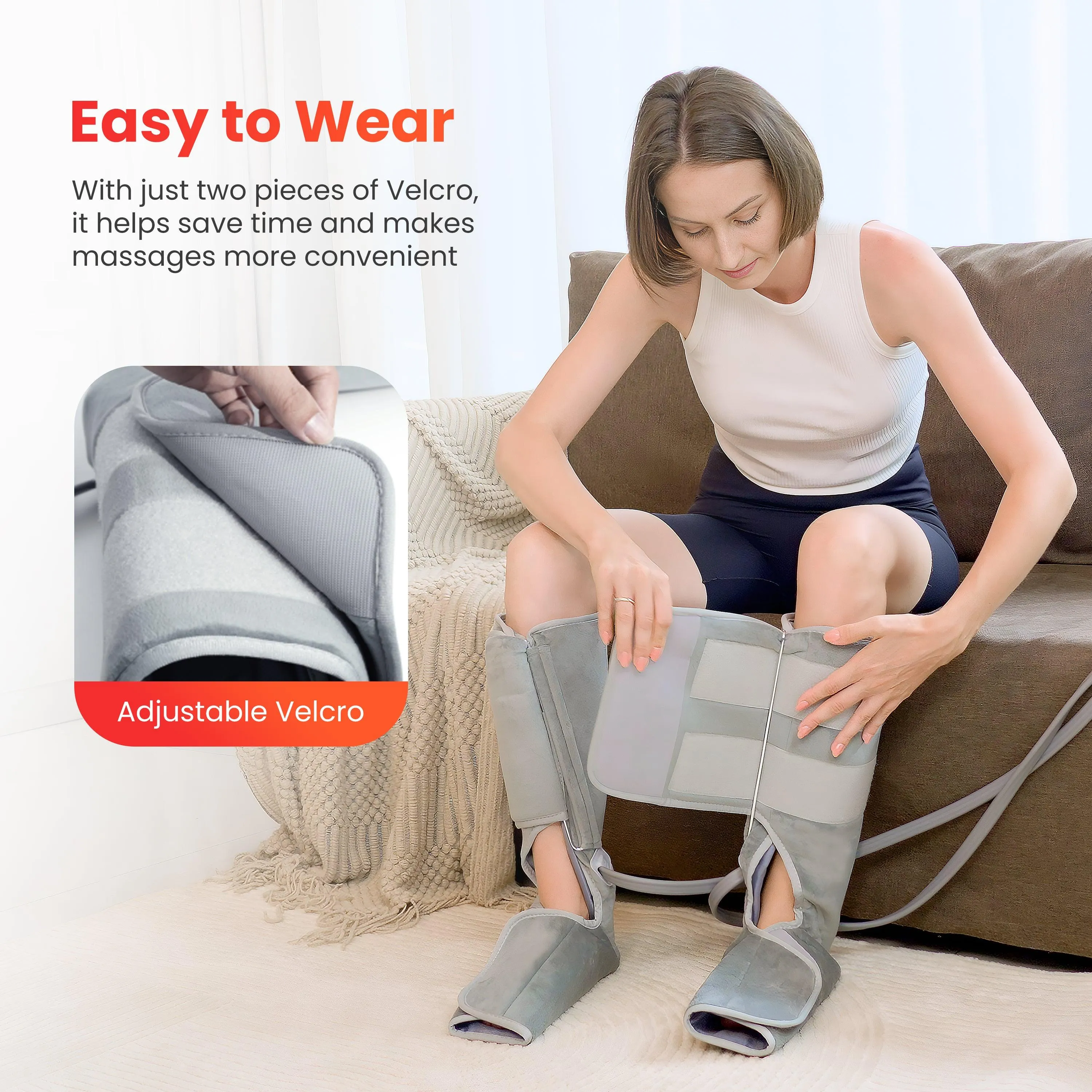 COMFIER Leg Massager for Circulation with Heat, Air Compression Calf Massager Pain Relief CF-EMK701