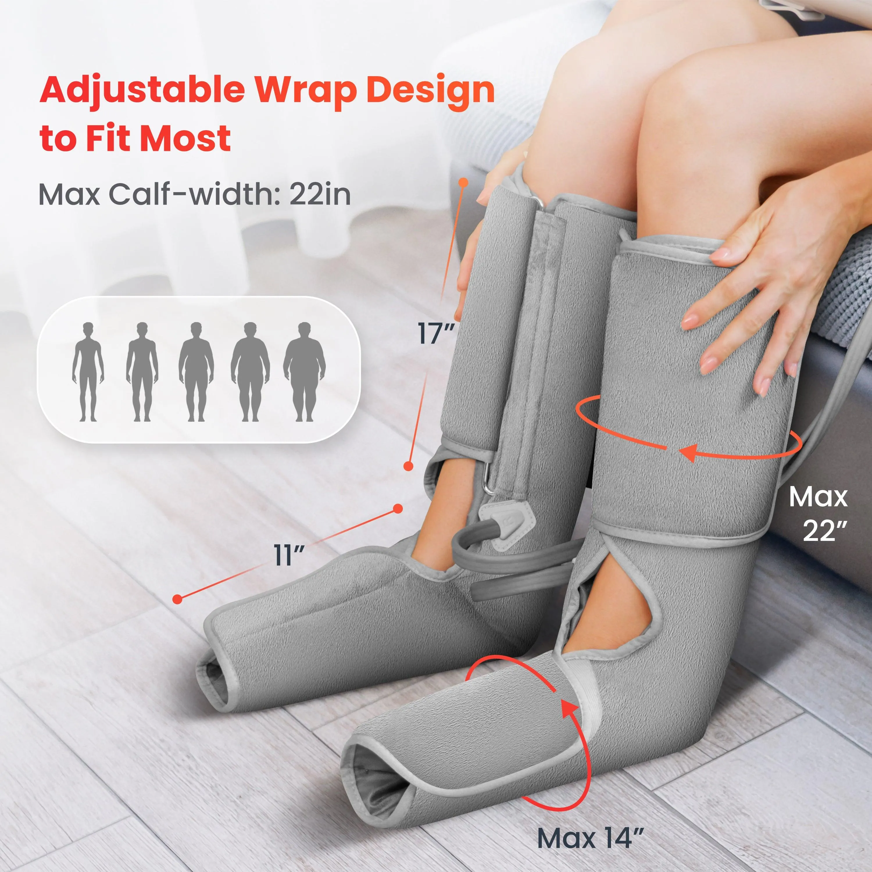 COMFIER Leg Massager for Circulation with Heat, Air Compression Calf Massager Pain Relief CF-EMK701