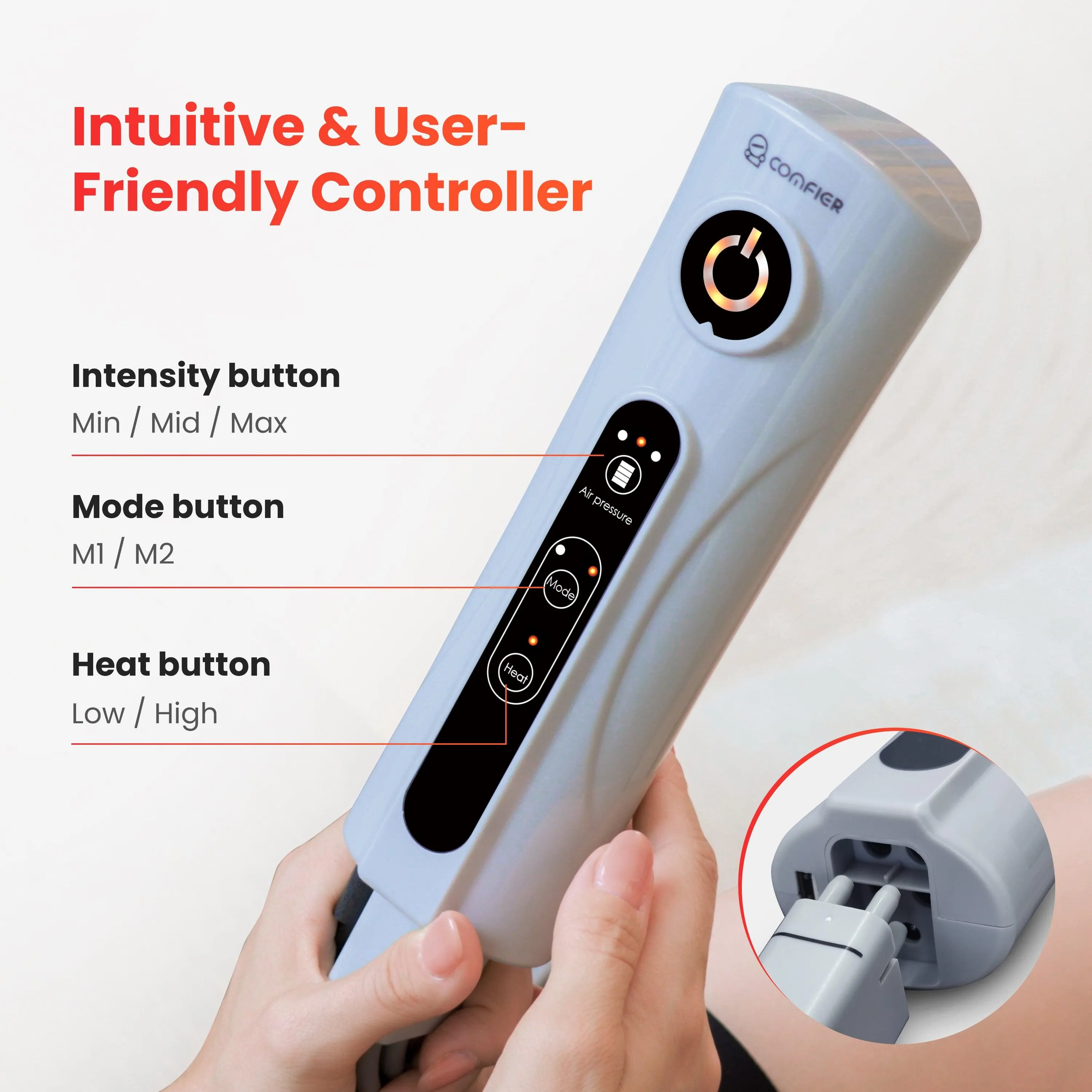 COMFIER Leg Massager for Circulation with Heat, Air Compression Calf Massager Pain Relief CF-EMK701