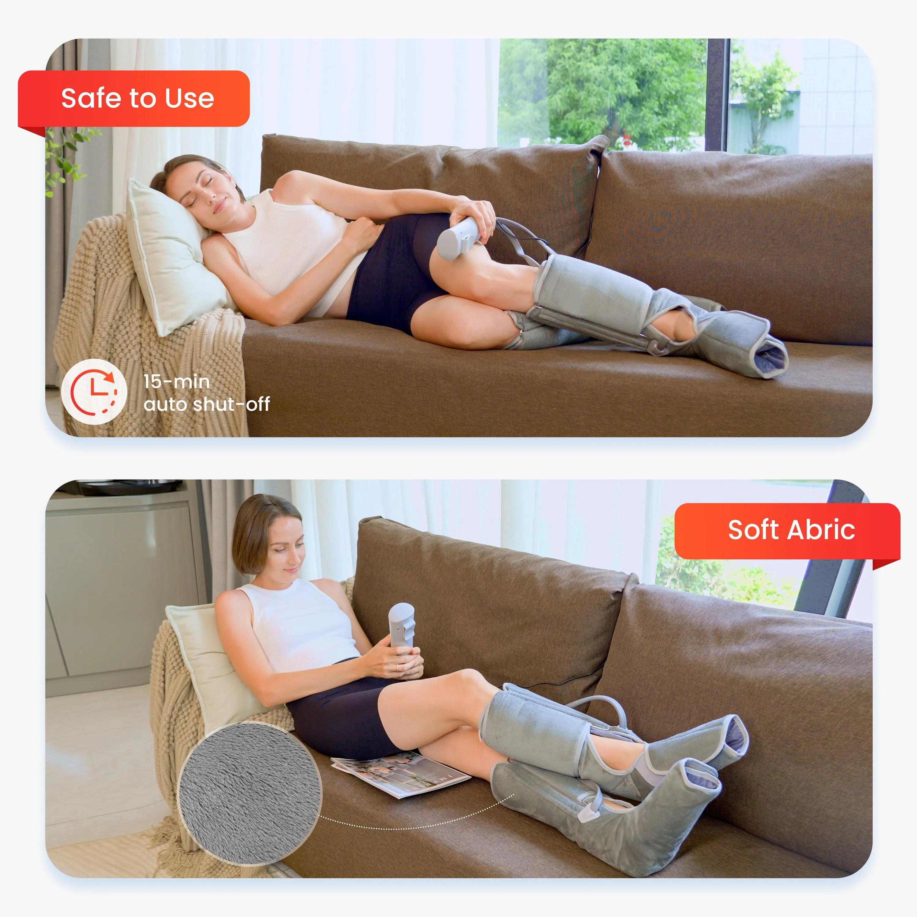 COMFIER Leg Massager for Circulation with Heat, Air Compression Calf Massager Pain Relief CF-EMK701