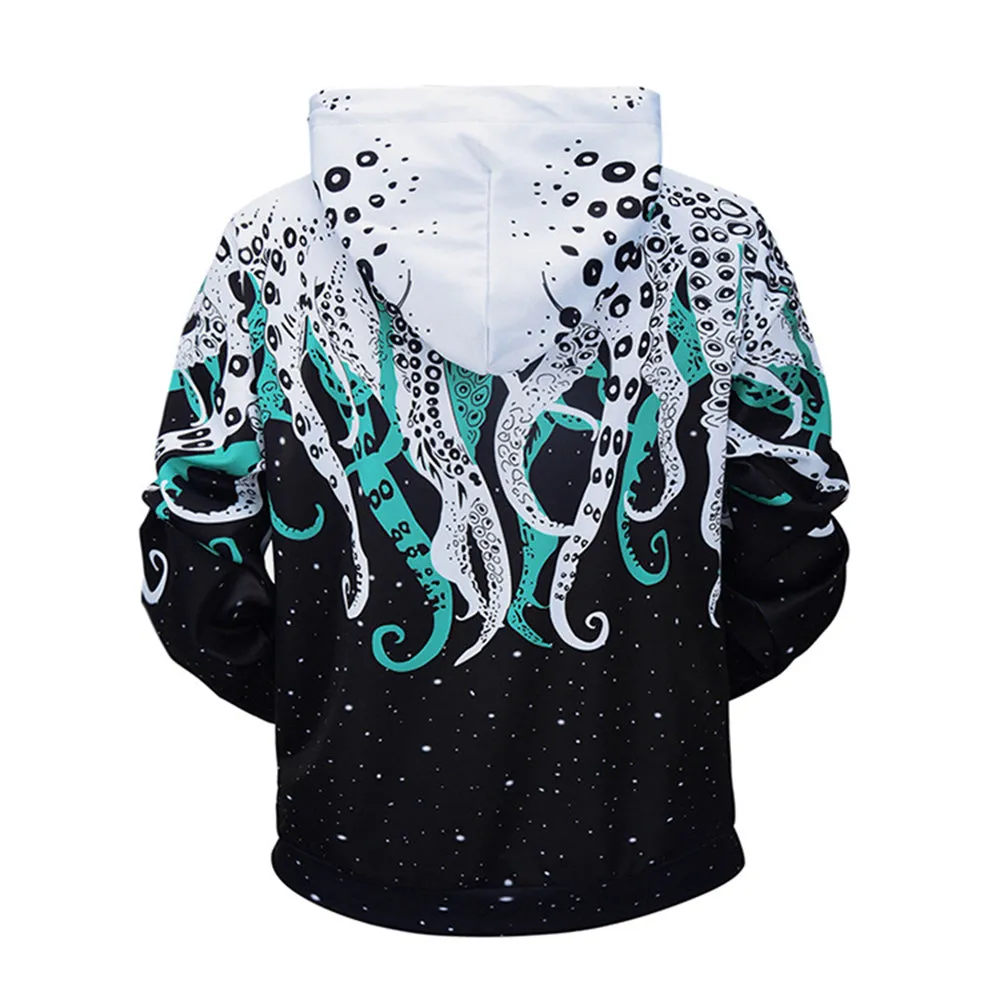 Cool Octopus Tentacles Printed Gothic Hoodie