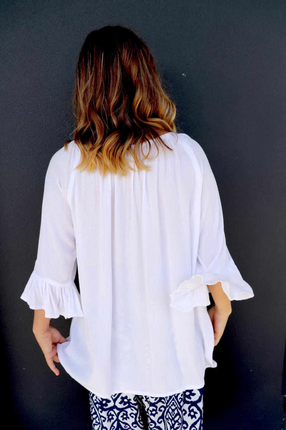 Courtney Long Sleeve Top In White