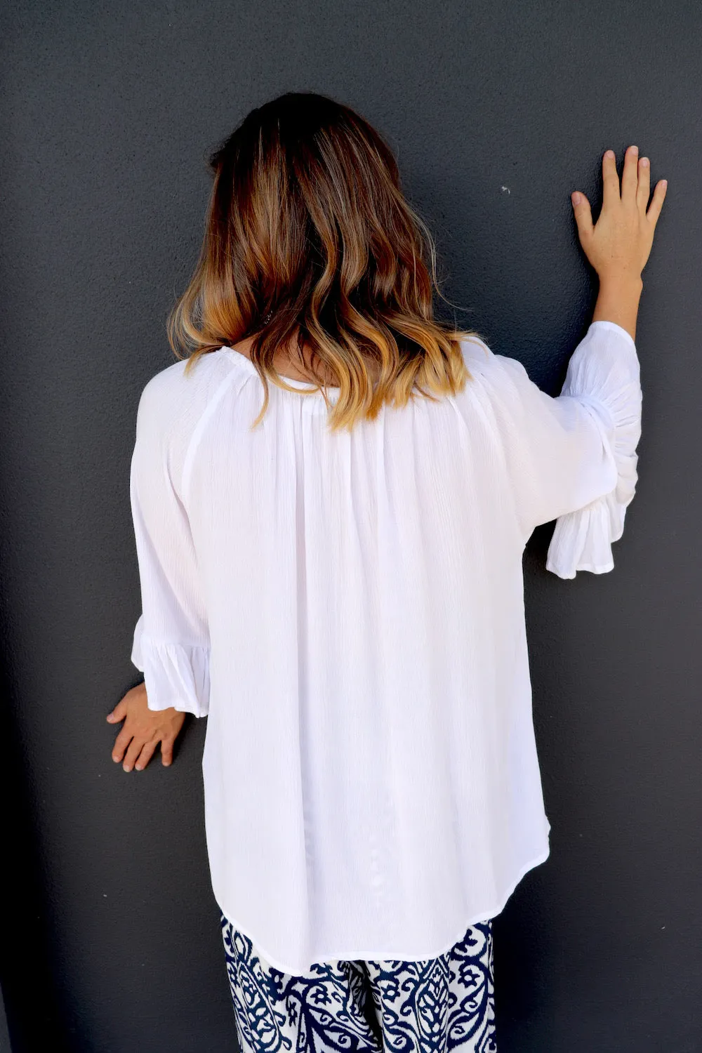 Courtney Long Sleeve Top In White