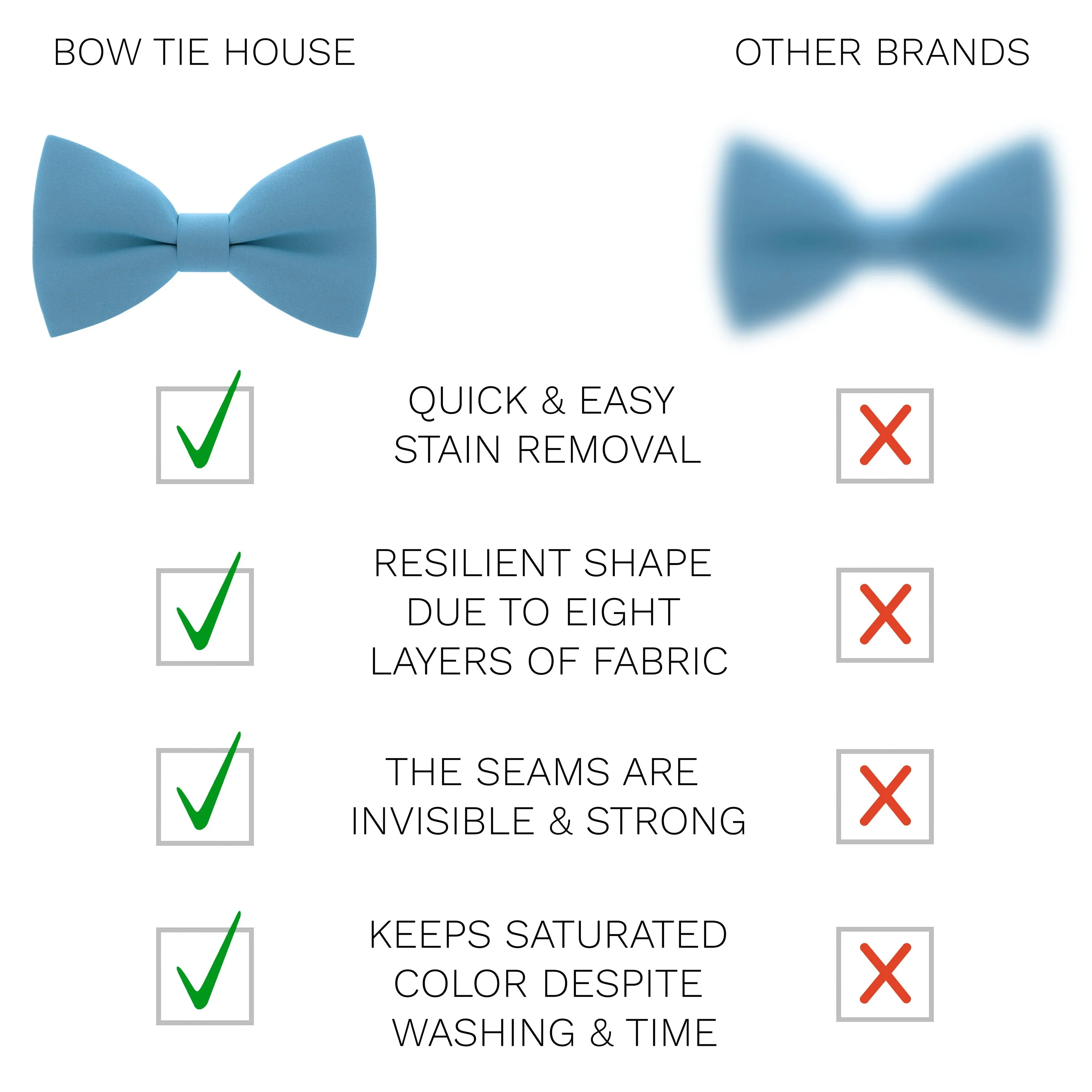 Crape Steel Blue Bow Tie