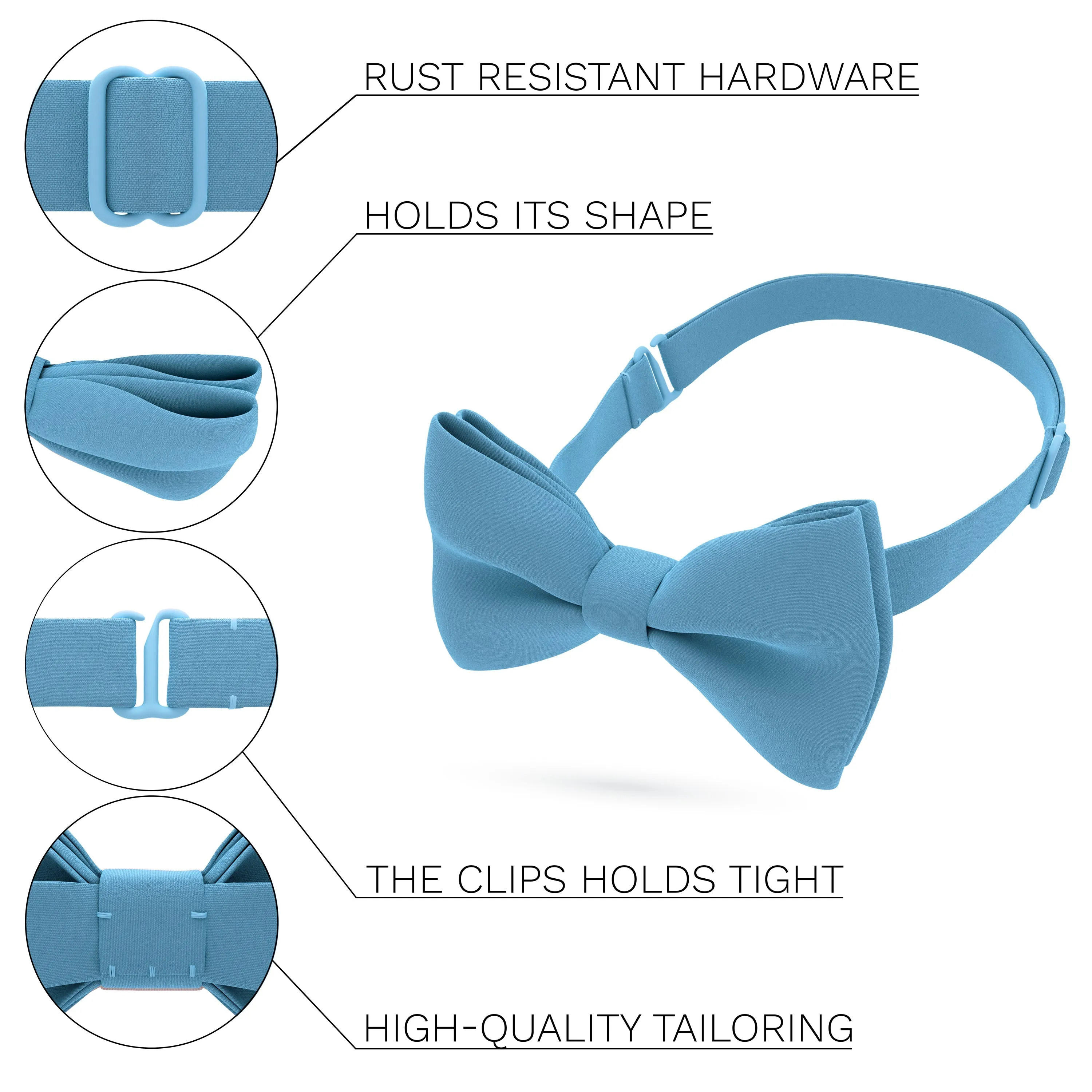 Crape Steel Blue Bow Tie