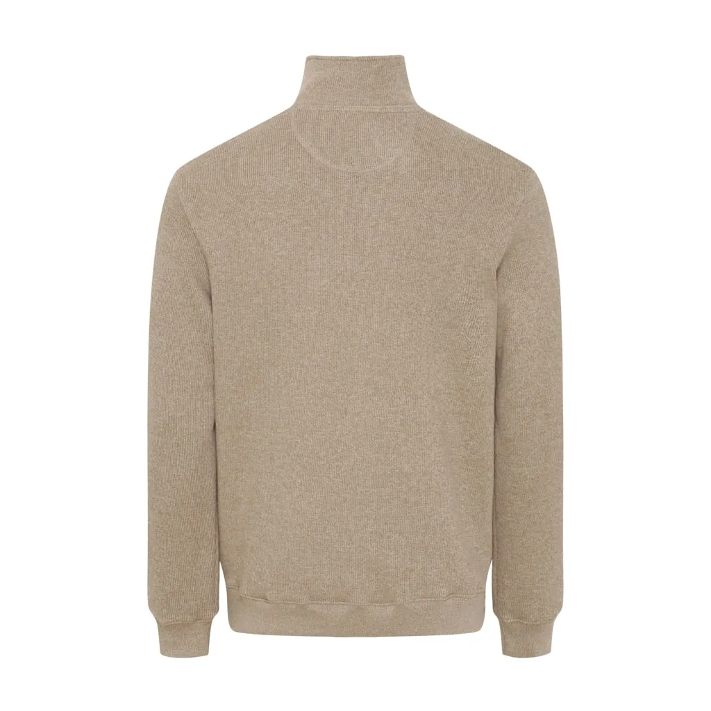 Cromwell Long Sleeve Half Zip Sweater - Oxford Tan