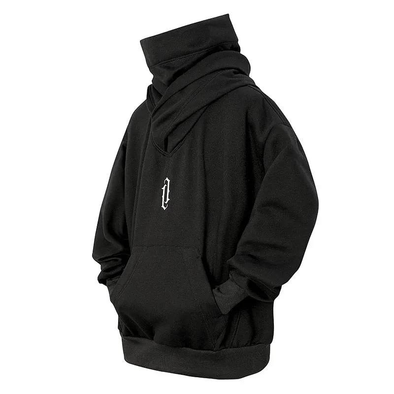 Double Neckline Hoodie Techwear Harajuku Men Hoodies Hip Hop Streetwear Pullover Sweatshirts Oversize