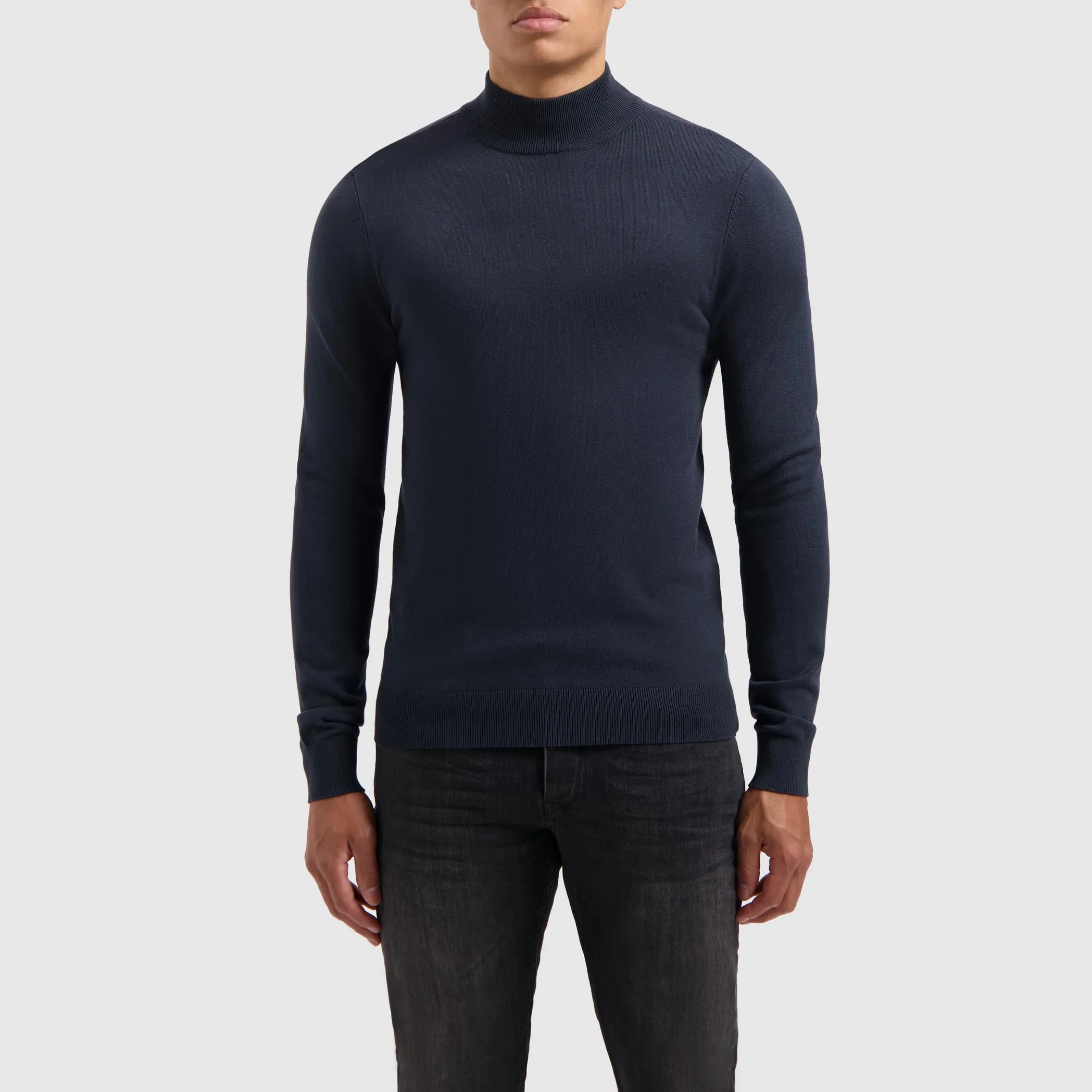 Essential Knitwear Mockneck Sweater | Navy