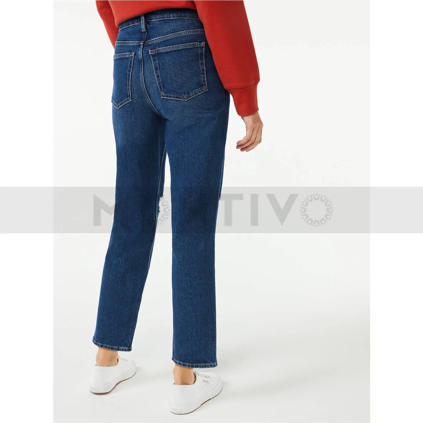 FA 90s Straight Ripped Mid Rise Jeans