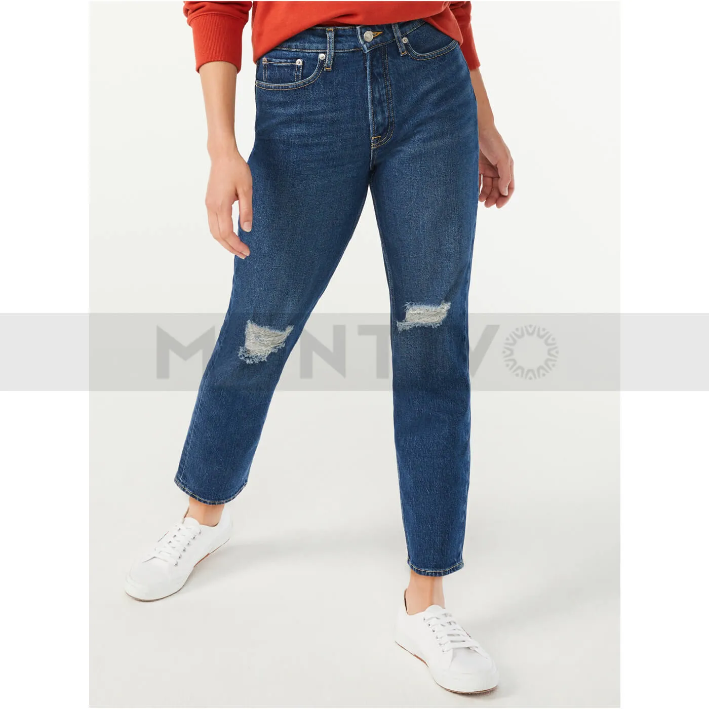 FA 90s Straight Ripped Mid Rise Jeans