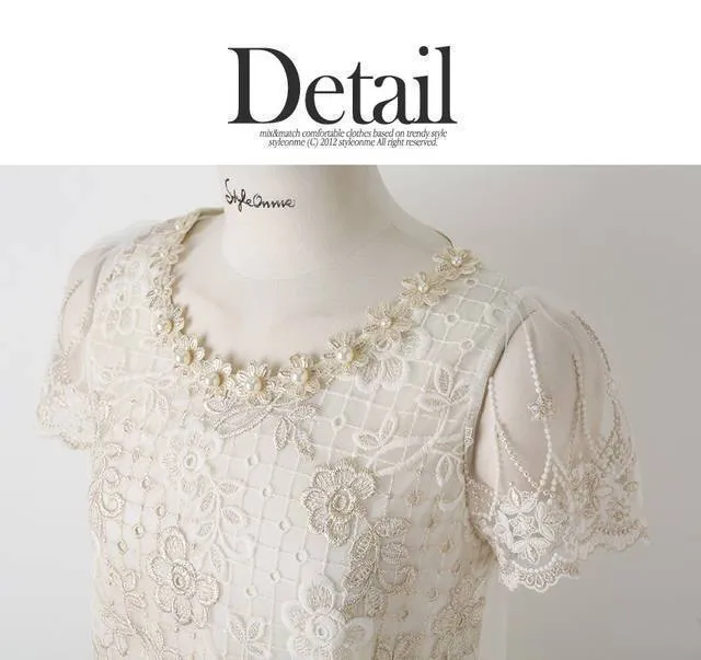 fashion Summer New Offer women's chiffon shirt lace top beading embroidery o-neck  Women's Blouses Blouse  S-XXXL  d338A31 (US 2-16)