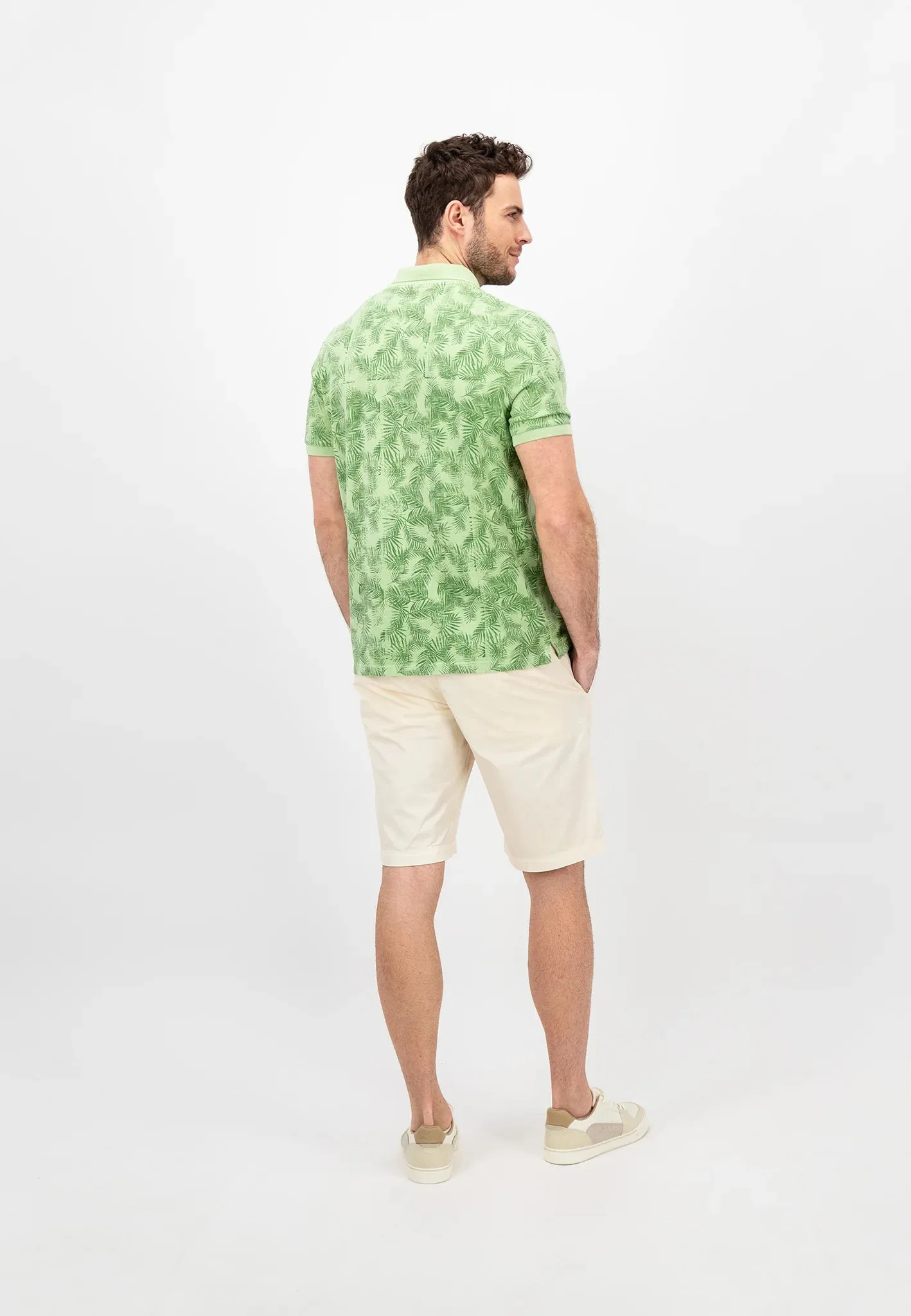 FYNCH HATTON Summer Print Polo Shirt - Men's Cotton – Soft Green