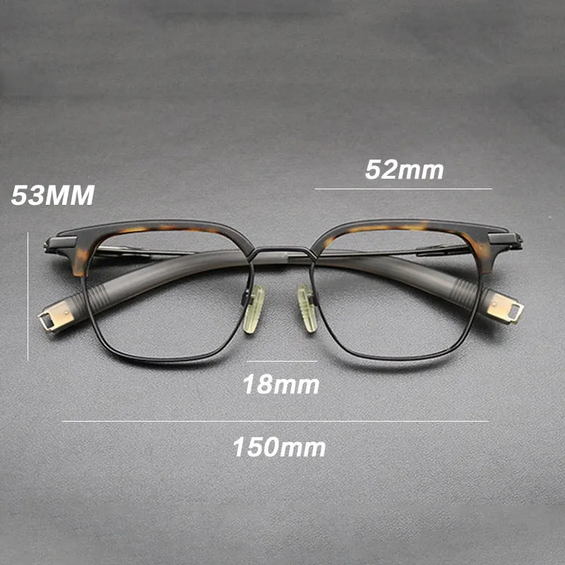 Gatenac Unisex Full Rim Square Titanium Acetate Frame Eyeglasses Gxyj669