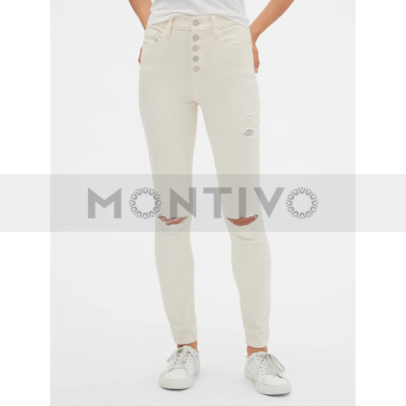 GP High Rise White Distressed Jeans