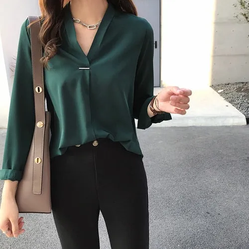 Graduation Gifts  women chiffon blouse shirt long sleeve women shirts fashion womens tops and blouses 2022 3XL 4XL plus size women tops 1681 50