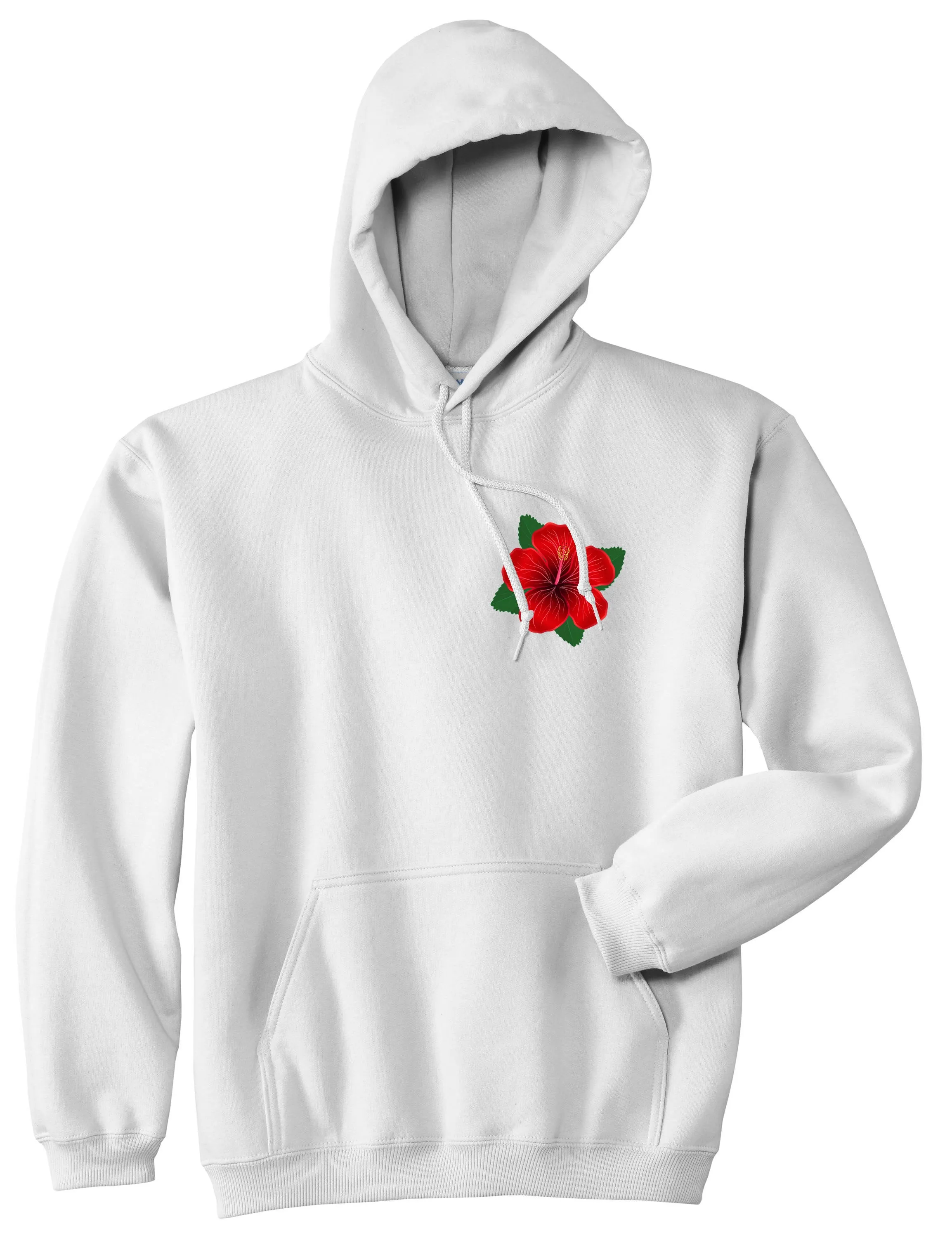 Hibiscus Flower Chest Mens Pullover Hoodie