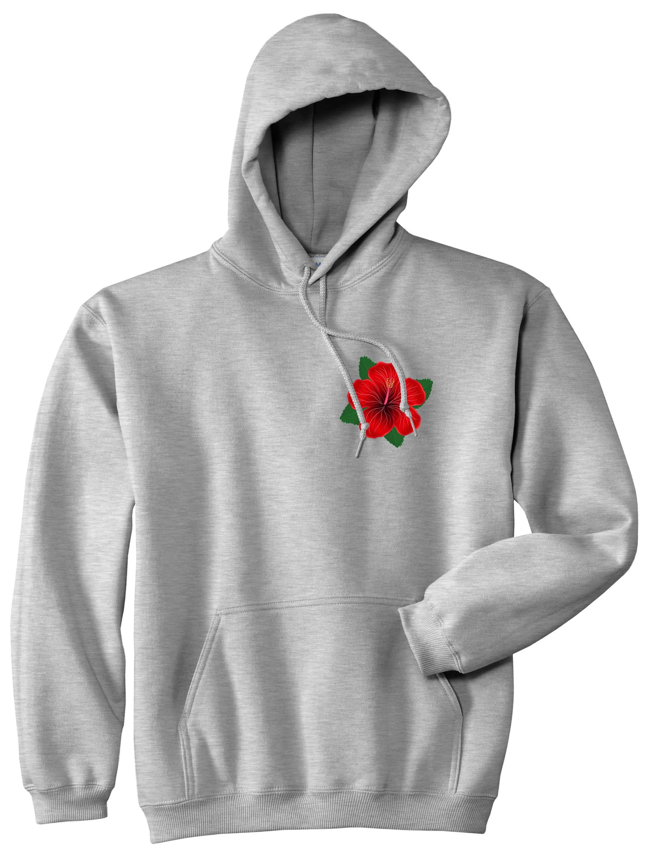 Hibiscus Flower Chest Mens Pullover Hoodie