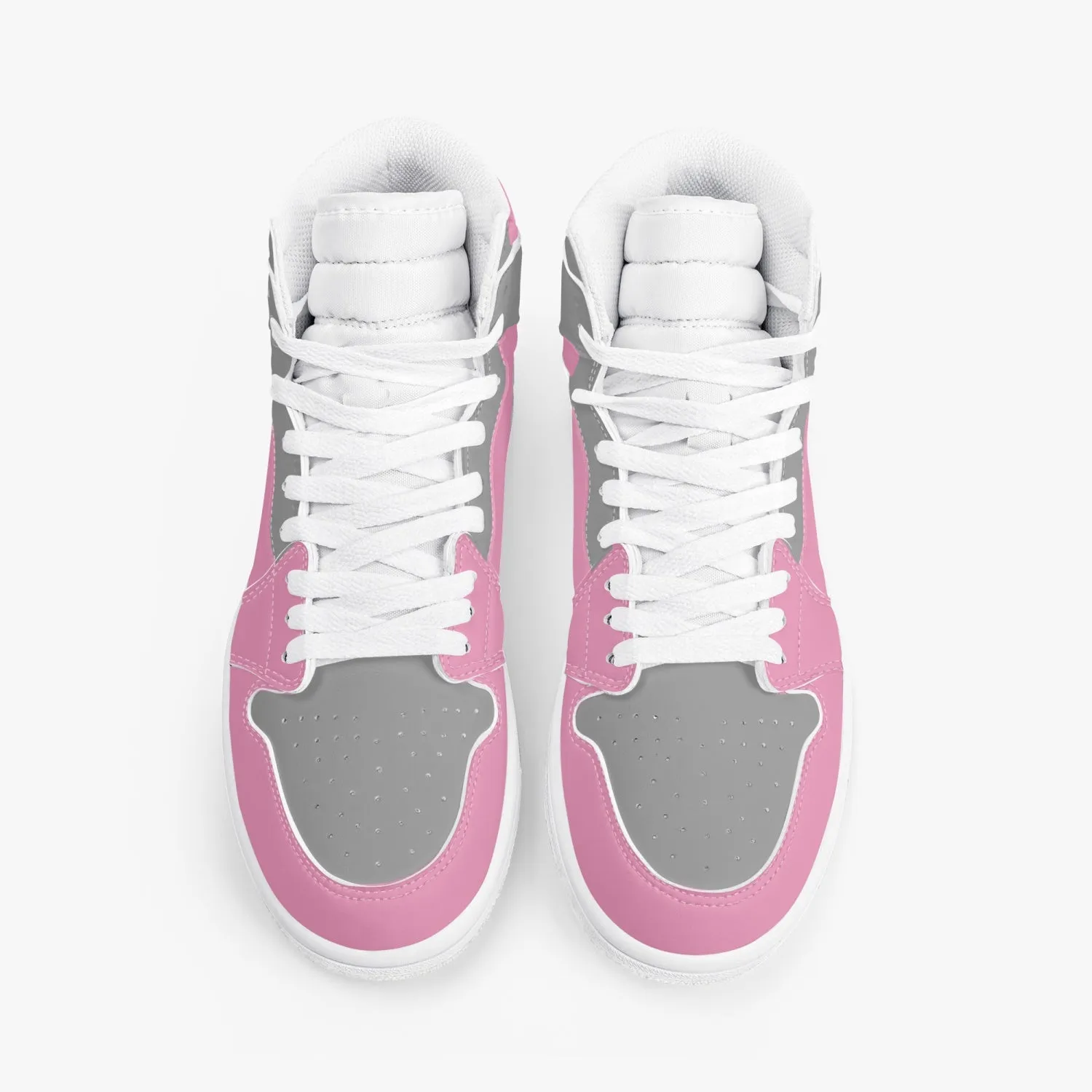 High-Top Leather Sneakers - Gray And Pink