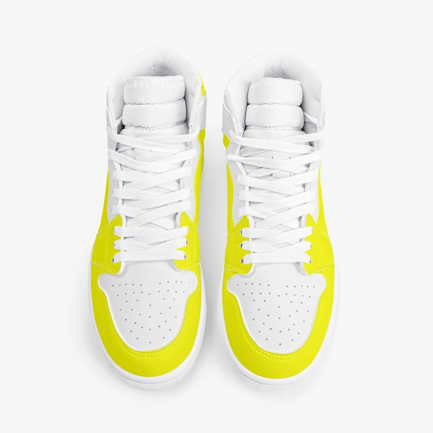 High-Top Leather Sneakers - White and Yellow