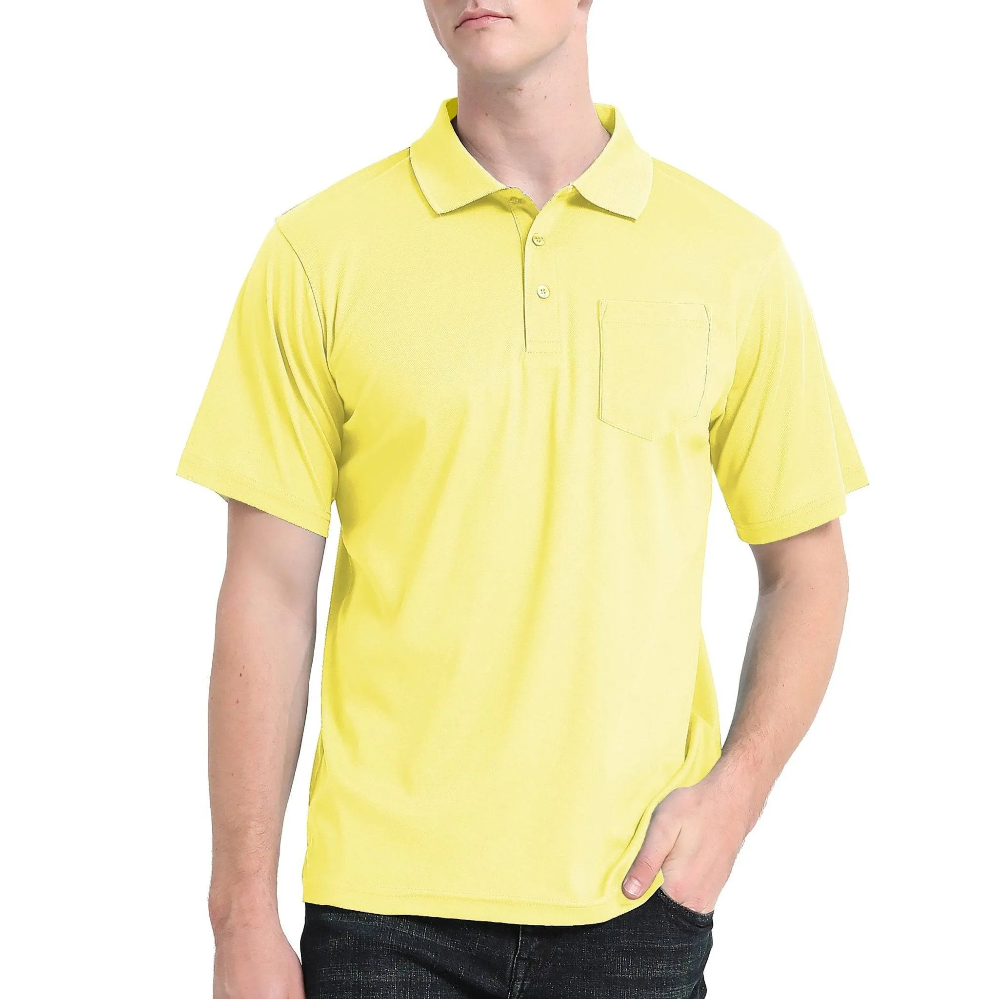 ISUSI Everyday Mens Polo Shirts, Cotton, Pocket, UPF 30 