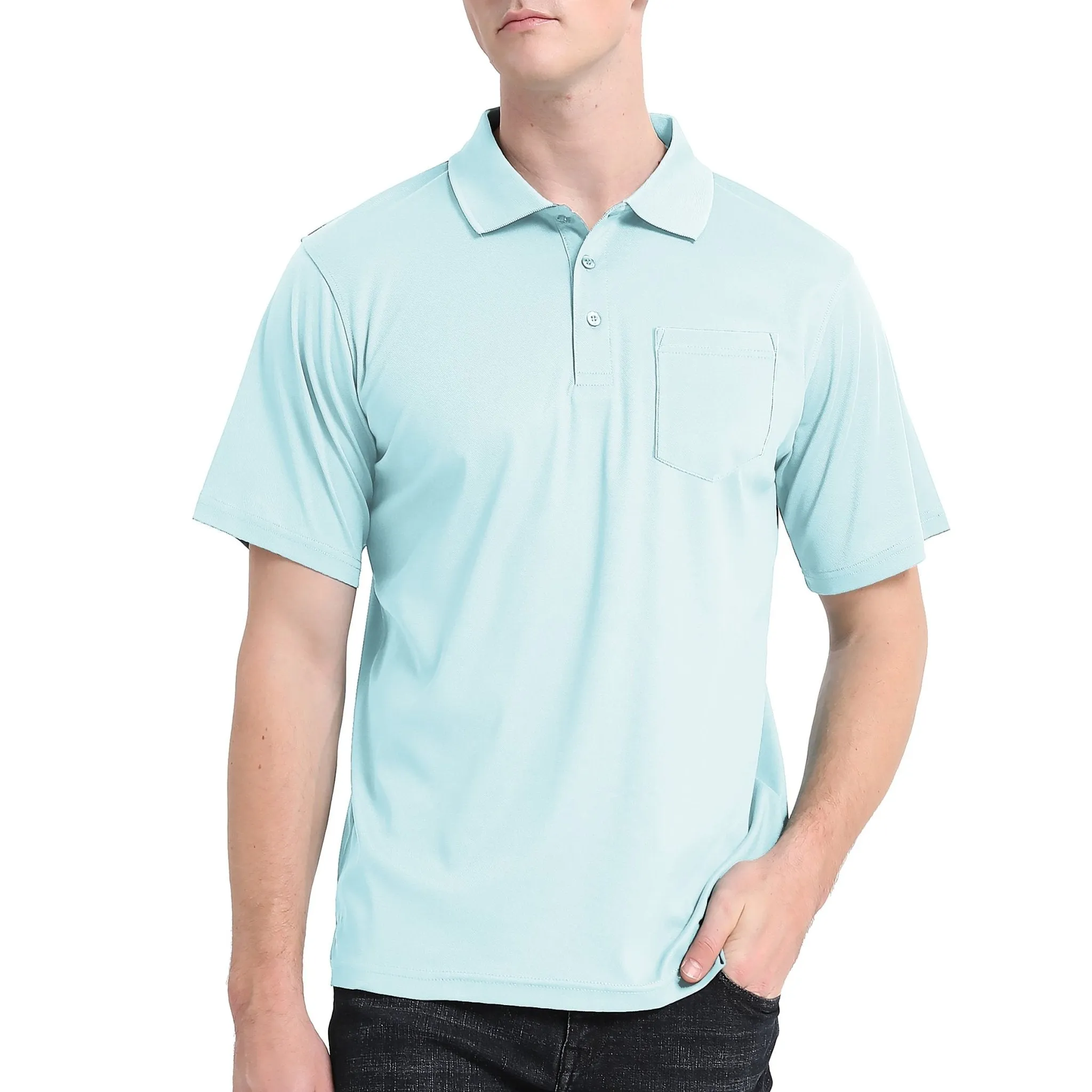 ISUSI Everyday Mens Polo Shirts, Cotton, Pocket, UPF 30 